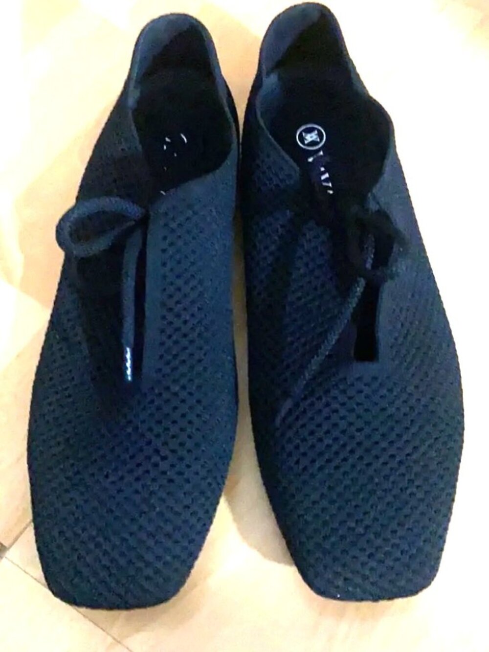 Vivaia Vanessa square-toe lace-up washable knit ballet flats EU42 = US10-10.5